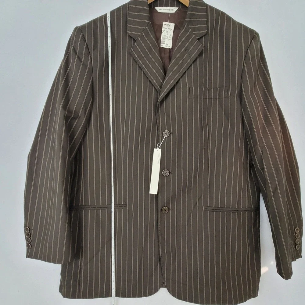 NWT Perry Ellis Brown Pinstripe Single-Breasted Suit Jacket Blazer XL 44 Regular